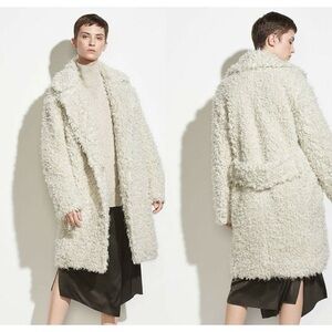 Vince XS Porcelain Cream Faux Fur Coat